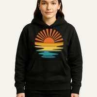 Retro Sunset Rays Wavy Vintage Retro Sunshine Sun Rays Beachy Vibes Retro Summer Hoodie