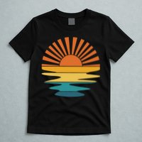 Retro Sunset Rays Wavy Vintage Retro Sunshine Sun Rays Beachy Vibes Retro Summer T-Shirt