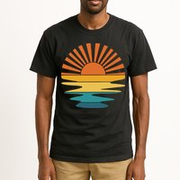 Retro Sunset Rays Wavy Vintage Retro Sunshine Sun Rays Beachy Vibes Retro Summer Tall T-Shirt