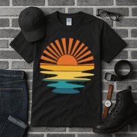 Retro Sunset Rays Wavy Vintage Retro Sunshine Sun Rays Beachy Vibes Retro Summer Tall T-Shirt