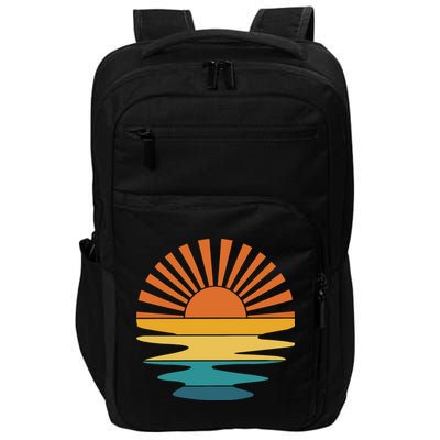 Retro Sunset Rays Wavy Vintage Retro Sunshine Sun Rays Beachy Vibes Retro Summer Impact Tech Backpack