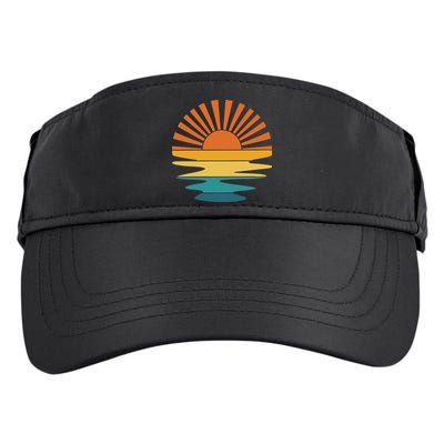 Retro Sunset Rays Wavy Vintage Retro Sunshine Sun Rays Beachy Vibes Retro Summer Adult Drive Performance Visor