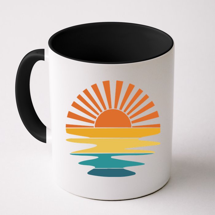 Retro Sunset Rays Wavy Vintage Retro Sunshine Sun Rays Beachy Vibes Retro Summer Mug