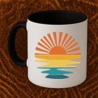 Retro Sunset Rays Wavy Vintage Retro Sunshine Sun Rays Beachy Vibes Retro Summer Mug