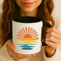Retro Sunset Rays Wavy Vintage Retro Sunshine Sun Rays Beachy Vibes Retro Summer Mug