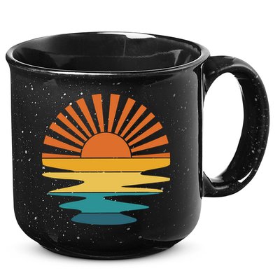 Retro Sunset Rays Wavy Vintage Retro Sunshine Sun Rays Beachy Vibes Retro Summer 15oz Campfire Ceramic Mug