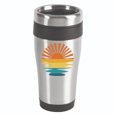 Retro Sunset Rays Wavy Vintage Retro Sunshine Sun Rays Beachy Vibes Retro Summer 16oz Travel Tumbler