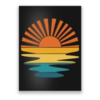 Retro Sunset Rays Wavy Vintage Retro Sunshine Sun Rays Beachy Vibes Retro Summer Poster