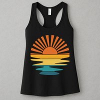 Retro Sunset Rays Wavy Vintage Retro Sunshine Sun Rays Beachy Vibes Retro Summer Womens Tank Top