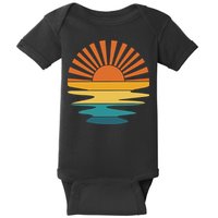 Retro Sunset Rays Wavy Vintage Retro Sunshine Sun Rays Beachy Vibes Retro Summer Baby Bodysuit