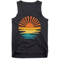Retro Sunset Rays Wavy Vintage Retro Sunshine Sun Rays Beachy Vibes Retro Summer Tank Top