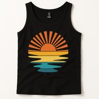 Retro Sunset Rays Wavy Vintage Retro Sunshine Sun Rays Beachy Vibes Retro Summer Tank Top