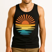 Retro Sunset Rays Wavy Vintage Retro Sunshine Sun Rays Beachy Vibes Retro Summer Tank Top