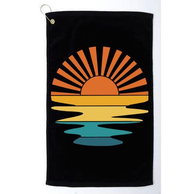 Retro Sunset Rays Wavy Vintage Retro Sunshine Sun Rays Beachy Vibes Retro Summer Golf Towel