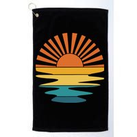 Retro Sunset Rays Wavy Vintage Retro Sunshine Sun Rays Beachy Vibes Retro Summer Golf Towel