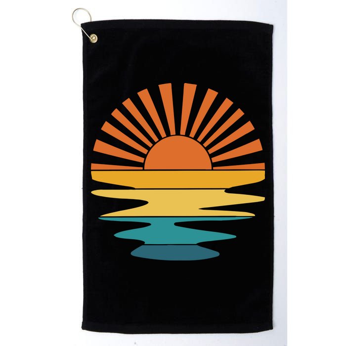 Retro Sunset Rays Wavy Vintage Retro Sunshine Sun Rays Beachy Vibes Retro Summer Golf Towel