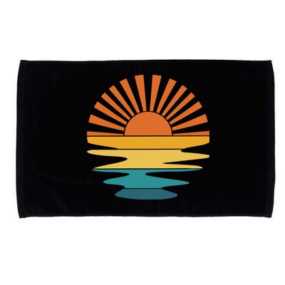 Retro Sunset Rays Wavy Vintage Retro Sunshine Sun Rays Beachy Vibes Retro Summer Microfiber Hand Towel