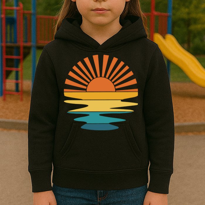 Retro Sunset Rays Wavy Vintage Retro Sunshine Sun Rays Beachy Vibes Retro Summer Kids Hoodie