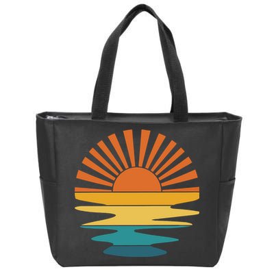 Retro Sunset Rays Wavy Vintage Retro Sunshine Sun Rays Beachy Vibes Retro Summer Zip Tote Bag