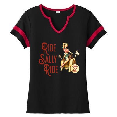 Ride Sally Ride Country Music Rodeo Ladies Halftime Notch Neck Tee