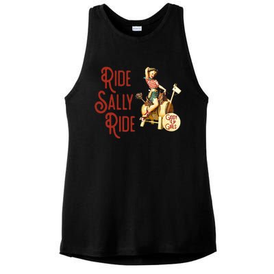 Ride Sally Ride Country Music Rodeo Ladies PosiCharge Tri-Blend Wicking Tank