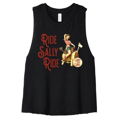 Ride Sally Ride Country Music Rodeo Women's Racerback Cropped Tank