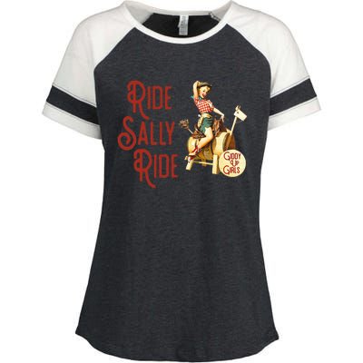 Ride Sally Ride Country Music Rodeo Enza Ladies Jersey Colorblock Tee