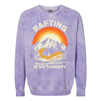 Retro Sunset River I Rafting Gift Colorblast Crewneck Sweatshirt