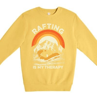 Retro Sunset River I Rafting Gift Premium Crewneck Sweatshirt