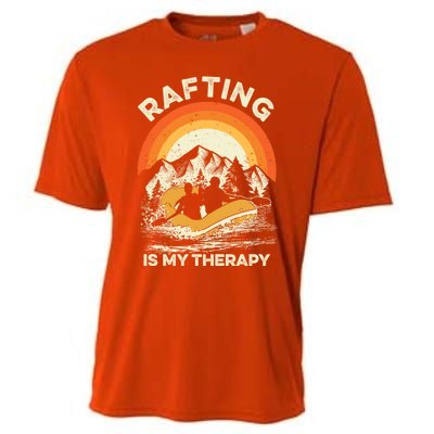 Retro Sunset River I Rafting Gift Cooling Performance Crew T-Shirt