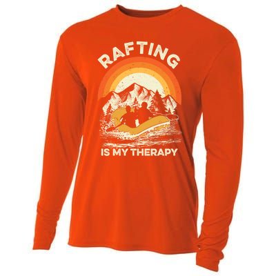 Retro Sunset River I Rafting Gift Cooling Performance Long Sleeve Crew