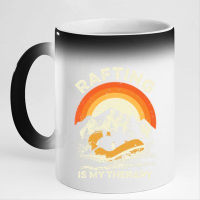 Retro Sunset River I Rafting Gift 11oz Black Color Changing Mug