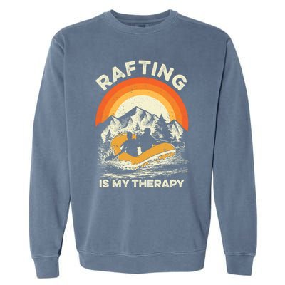 Retro Sunset River I Rafting Gift Garment-Dyed Sweatshirt