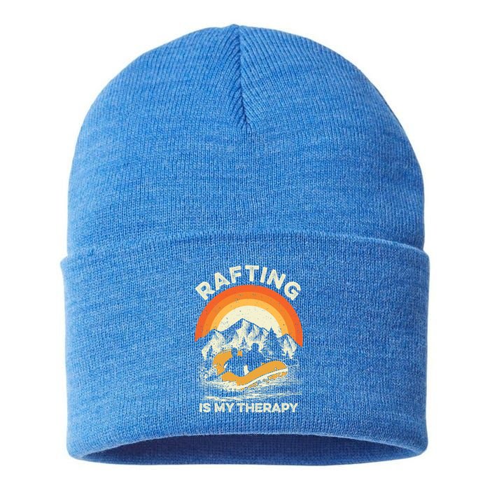 Retro Sunset River I Rafting Gift Sustainable Knit Beanie