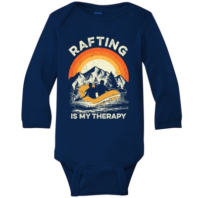 Retro Sunset River I Rafting Gift Baby Long Sleeve Bodysuit