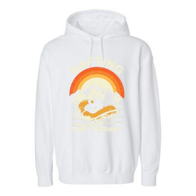 Retro Sunset River I Rafting Gift Garment-Dyed Fleece Hoodie