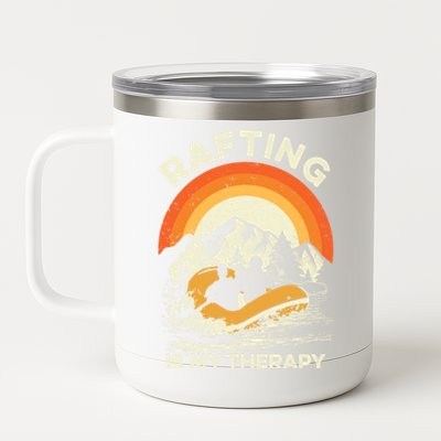 Retro Sunset River I Rafting Gift 12 oz Stainless Steel Tumbler Cup