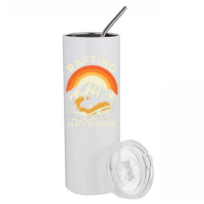 Retro Sunset River I Rafting Gift Stainless Steel Tumbler