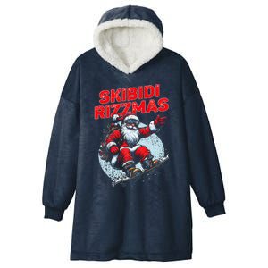 Retro Skibid.I Rizzmas Funny Santa Clause Skating Board Xmas Hooded Wearable Blanket