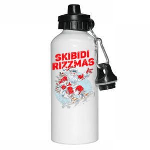 Retro Skibid.I Rizzmas Funny Santa Clause Skating Board Xmas Aluminum Water Bottle