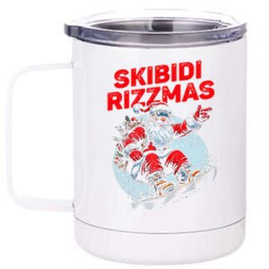 Retro Skibid.I Rizzmas Funny Santa Clause Skating Board Xmas 12 oz Stainless Steel Tumbler Cup