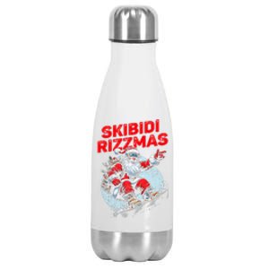 Retro Skibid.I Rizzmas Funny Santa Clause Skating Board Xmas Stainless Steel Insulated Water Bottle