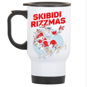 Retro Skibid.I Rizzmas Funny Santa Clause Skating Board Xmas Stainless Steel Travel Mug