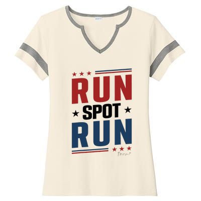 Run Spot Run Run Spot Run Trump 2024 Ladies Halftime Notch Neck Tee