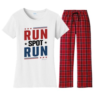 Run Spot Run Run Spot Run Trump 2024 Women's Flannel Pajama Set