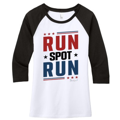 Run Spot Run Run Spot Run Trump 2024 Women's Tri-Blend 3/4-Sleeve Raglan Shirt