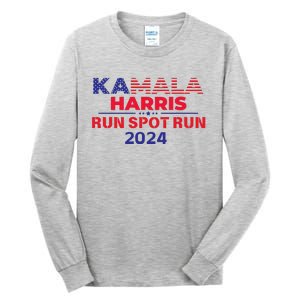 Run Spot Run Donald Trump Debate 2024 Kamala Tall Long Sleeve T-Shirt