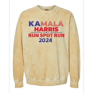 Run Spot Run Donald Trump Debate 2024 Kamala Colorblast Crewneck Sweatshirt