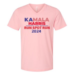 Run Spot Run Donald Trump Debate 2024 Kamala V-Neck T-Shirt