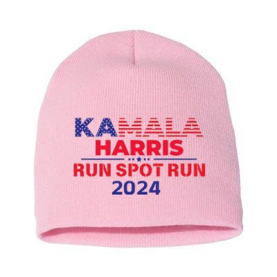 Run Spot Run Donald Trump Debate 2024 Kamala Short Acrylic Beanie